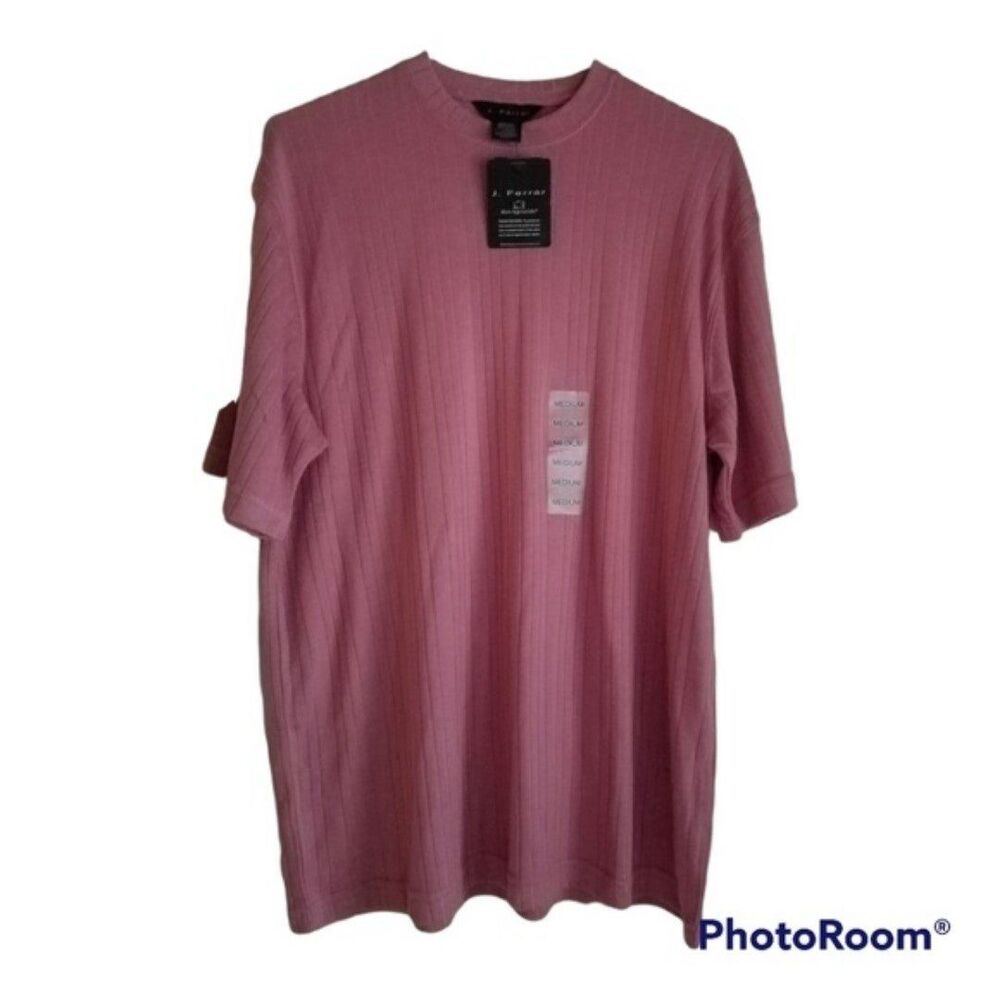 jf j. Ferrar Knit Ribbed Crewneck Dress Shirt Size Medium, Rosewood